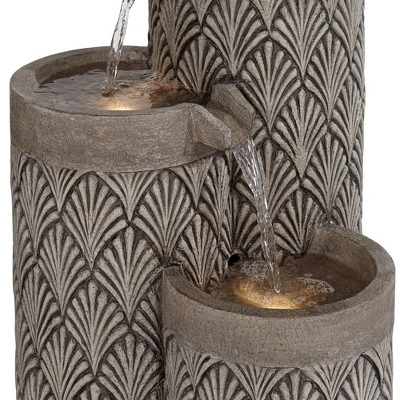 John Timberland Havara Rustic 3-Tier Cascading Columns Outdoor Floor Water Fountain With LED Light 26" For Yard Garden Patio Home Deck 3 John Timberland Havara Rustic 3-Tier Cascading Columns Outdoor Floor Water Fountain With LED Light 26" For Yard Garden Patio Home Deck - Image 3