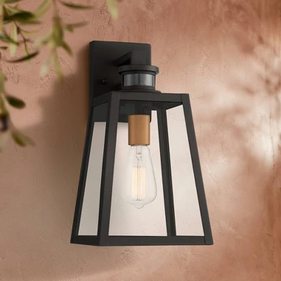 John Timberland Arrington Modern Outdoor Wall Light Fixtures Set Of 2 Black Motion Sensor 14 3/4" Clear Glass For Post Exterior Barn Deck House Porch 6 John Timberland Arrington Modern Outdoor Wall Light Fixtures Set Of 2 Black Motion Sensor 14 3/4" Clear Glass For Post Exterior Barn Deck House Porch - Image 6