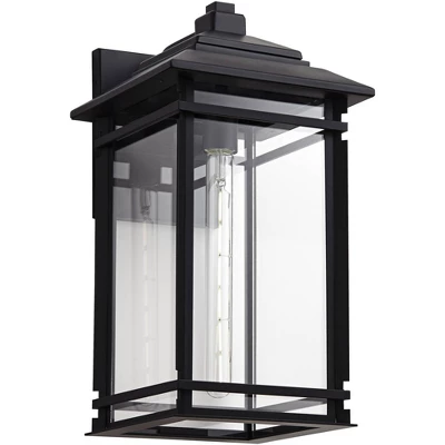 John Timberland North House Mission Outdoor Wall Light Fixture Matte Black Metal 19" Clear Glass For Post Exterior Barn Deck House Porch Yard Patio 3 John Timberland North House Mission Outdoor Wall Light Fixture Matte Black Metal 19" Clear Glass For Post Exterior Barn Deck House Porch Yard Patio - Image 3