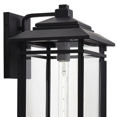 John Timberland North House Mission Outdoor Wall Light Fixture Matte Black Metal 19" Clear Glass For Post Exterior Barn Deck House Porch Yard Patio 2 John Timberland North House Mission Outdoor Wall Light Fixture Matte Black Metal 19" Clear Glass For Post Exterior Barn Deck House Porch Yard Patio - Image 2