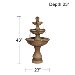 John Timberland Arosco Rustic 3 Tier Basin Outdoor Floor Water Fountain With LED Light 43" For Yard Garden Patio Home Deck Porch Exterior Balcony Roof -Modern Lighting Store GUEST 0c0e112f 67a3 4df5 a282 c841452526f5