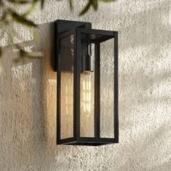 John Timberland Titan Modern Outdoor Wall Light Fixtures Set Of 2 Mystic Black Rectangular Frame 17" Clear Glass For Post Exterior Barn -Modern Lighting Store GUEST 0c674eee 32f6 4379 92bc 367c45f09e00