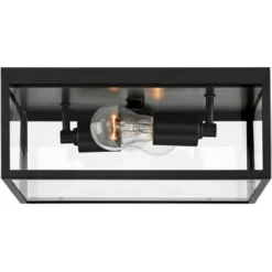 John Timberland Modern Outdoor Ceiling Light Fixture Matte Black 12" Clear Glass Panels Square Exterior House Porch Patio Outside 10 John Timberland Modern Outdoor Ceiling Light Fixture Matte Black 12" Clear Glass Panels Square Exterior House Porch Patio Outside -Modern Lighting Store GUEST 0d03ac0c d90c 4cc8 91ac 4f395c62c1b9