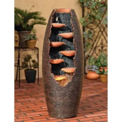 John Timberland Seven Cascade Rustic Outdoor Floor Water Fountain With LED Light 35" For Yard Garden Patio Home Deck Porch House Exterior Balcony -Modern Lighting Store GUEST 0d6502b3 ed1b 4aef a5b8 9e6a84c957d6