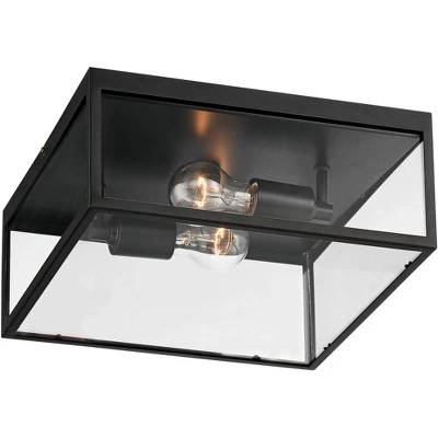 John Timberland Modern Outdoor Ceiling Light Fixture Matte Black 12" Clear Glass Panels Square Exterior House Porch Patio Outside 5 John Timberland Modern Outdoor Ceiling Light Fixture Matte Black 12" Clear Glass Panels Square Exterior House Porch Patio Outside - Image 5