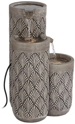 John Timberland Havara Rustic 3-Tier Cascading Columns Outdoor Floor Water Fountain With LED Light 26" For Yard Garden Patio Home Deck 8 John Timberland Havara Rustic 3-Tier Cascading Columns Outdoor Floor Water Fountain With LED Light 26" For Yard Garden Patio Home Deck - Image 8