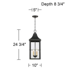 John Timberland Sunderland Vintage Outdoor Hanging Light Black Gold 24 3/4" Clear Glass Panels For Post Exterior Barn Deck House Porch Yard Patio Home -Modern Lighting Store GUEST 1432f094 f020 422f 8e96 187d4edbc017