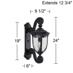 John Timberland Bellagio Vintage Outdoor Wall Light Fixture Texturized Black Dual Scroll Arm 24" Clear Hammered Glass For Post Exterior Barn Deck Home -Modern Lighting Store GUEST 1a19d2ed 49ea 4f27 ac3a f0191b9c7bb2