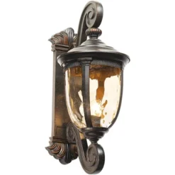 John Timberland Bellagio Vintage Rustic Outdoor Wall Light Fixture Veranda Bronze Dual Scroll Arm 24" Champagne Hammered Glass For Post Exterior Barn -Modern Lighting Store GUEST 1cd78a7d ed1c 45f6 9f6d cea8fa0d62ba