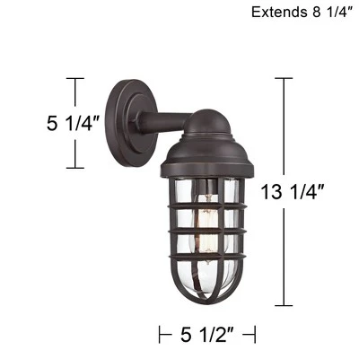 John Timberland Marlowe Industrial Outdoor Wall Light Fixture Galvanized Metal Cage 13 1/4" Clear Glass For Post Exterior Barn Deck House Porch Yard 6 John Timberland Marlowe Industrial Outdoor Wall Light Fixture Galvanized Metal Cage 13 1/4" Clear Glass For Post Exterior Barn Deck House Porch Yard - Image 6