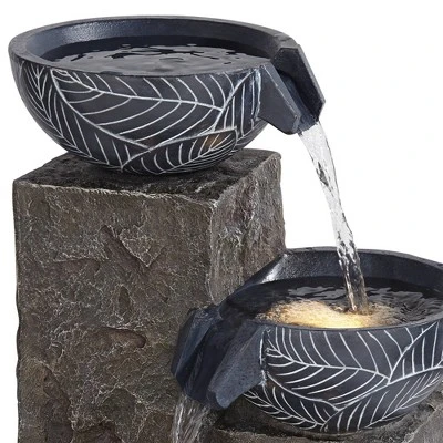 John Timberland Bali Rustic 4-Tier Cascading Bowls Outdoor Floor Water Fountain With LED Light 32 3/4" For Yard Garden Patio Home Deck 2 John Timberland Bali Rustic 4-Tier Cascading Bowls Outdoor Floor Water Fountain With LED Light 32 3/4" For Yard Garden Patio Home Deck - Image 2