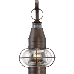 John Timberland Galt Rustic Outdoor Wall Light Fixture Oil Rubbed Bronze Motion Sensor Dusk To Dawn 19 3/4" Clear Seedy Glass For Post Exterior Barn -Modern Lighting Store GUEST 205cff79 1ad0 4cdb 94e2 bdad3998176b