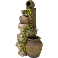John Timberland Cascading Rustic Three Jugs Outdoor Floor Water Fountain 33" For Yard Garden Patio Home Deck Porch House Exterior Balcony Roof -Modern Lighting Store GUEST 209a1121 9e7c 464e 8af2 e1dee5b0b6b3
