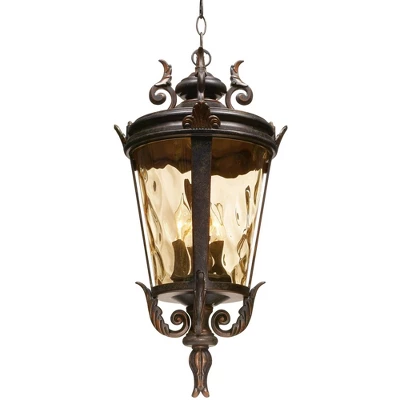 John Timberland Casa Marseille Rustic Vintage Flush Mount Outdoor Hanging Light Bronze Scroll 23 3/4" Champagne Hammered Glass For Post Exterior Barn 4 John Timberland Casa Marseille Rustic Vintage Flush Mount Outdoor Hanging Light Bronze Scroll 23 3/4" Champagne Hammered Glass For Post Exterior Barn - Image 4