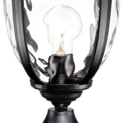 John Timberland Bellagio Rustic Post Light Textured Black With Pier Mount 22 3/4" Hammered Glass For Exterior Light Barn Deck House Porch Yard Patio -Modern Lighting Store GUEST 27080d95 3ac6 4a81 b173 7359a54a0cc3