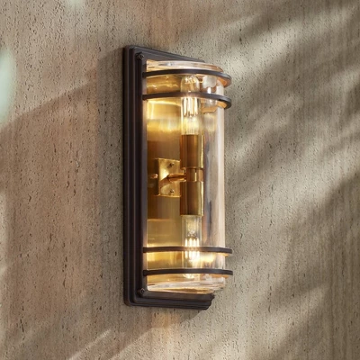 John Timberland Habitat Modern Outdoor Wall Light Fixture Bronze Warm Brass 16" Clear Glass For Post Exterior Barn Deck House Porch Yard Patio Home 7 John Timberland Habitat Modern Outdoor Wall Light Fixture Bronze Warm Brass 16" Clear Glass For Post Exterior Barn Deck House Porch Yard Patio Home - Image 7