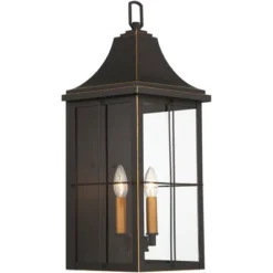 John Timberland Sunderland Rustic Mission Outdoor Wall Light Fixture Black Gold 24 3/4" Clear Glass For Post Exterior Barn Deck House Porch Yard Patio -Modern Lighting Store GUEST 2c1efd82 4c22 4345 8b3f 19efb605f05e