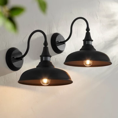 John Timberland Gough Rustic Industrial Wall Light Fixture Set Of 2 Texturized Black Dusk To Dawn Motion Sensor 12 1/2" For Post Exterior Barn Deck 1 John Timberland Gough Rustic Industrial Wall Light Fixture Set Of 2 Texturized Black Dusk To Dawn Motion Sensor 12 1/2" For Post Exterior Barn Deck