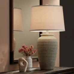 John Timberland Austin 28" Tall Jug Southwest Farmhouse Rustic Table Lamps Set Of 2 Sand Toned Ridged Finish Cream Shade Living Room Bedroom Bedside -Modern Lighting Store GUEST 2e617341 e5b8 4ff4 b40e 68802499bb9d