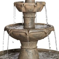 John Timberland Louvre Rustic 3 Tier Cascading Outdoor Floor Water Fountain With LED Light 44" For Yard Garden Patio Home Deck Porch Exterior Balcony -Modern Lighting Store GUEST 316c1bd4 18ad 4257 bc98 4ffeef8dcd05