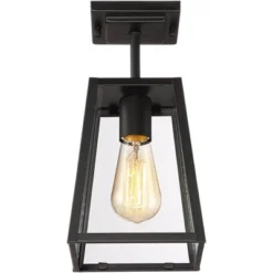 John Timberland Arrington Modern Semi Flush Mount Outdoor Ceiling Light Mystic Black 11 3/4" Clear Glass For Post Exterior Barn Deck House Porch Yard -Modern Lighting Store GUEST 337ad758 6105 480f 8c12 0e399bd97ff7