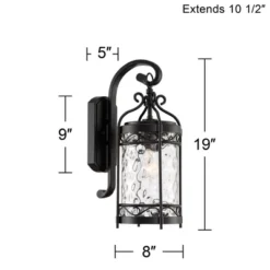 John Timberland Paseo Outdoor Vintage Wall Light Fixture Matte Black 19" Clear Hammered Glass For Post Exterior Barn Deck House Porch Yard Posts Patio -Modern Lighting Store GUEST 3608a0f4 d62d 495a 8819 1750882d44d6