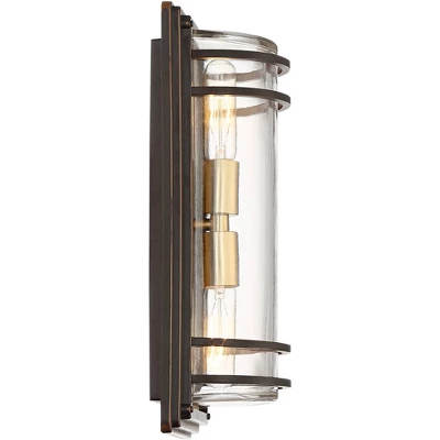 John Timberland Habitat Modern Outdoor Wall Light Fixture Bronze Warm Brass 16" Clear Glass For Post Exterior Barn Deck House Porch Yard Patio Home 6 John Timberland Habitat Modern Outdoor Wall Light Fixture Bronze Warm Brass 16" Clear Glass For Post Exterior Barn Deck House Porch Yard Patio Home - Image 6