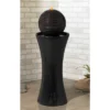 John Timberland Dark Sphere Modern Zen Bubbler Pillar Outdoor Floor Water Fountain With LED Light 30" For Yard Garden Patio Home Deck Porch Exterior