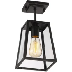 John Timberland Arrington Modern Semi Flush Mount Outdoor Ceiling Light Mystic Black 11 3/4" Clear Glass For Post Exterior Barn Deck House Porch Yard -Modern Lighting Store GUEST 37544858 3500 4f00 9fe1 de4c96cf68f9