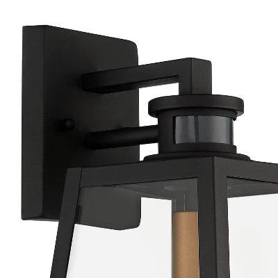 John Timberland Arrington Modern Outdoor Wall Light Fixtures Set Of 2 Black Motion Sensor 14 3/4" Clear Glass For Post Exterior Barn Deck House Porch 2 John Timberland Arrington Modern Outdoor Wall Light Fixtures Set Of 2 Black Motion Sensor 14 3/4" Clear Glass For Post Exterior Barn Deck House Porch - Image 2