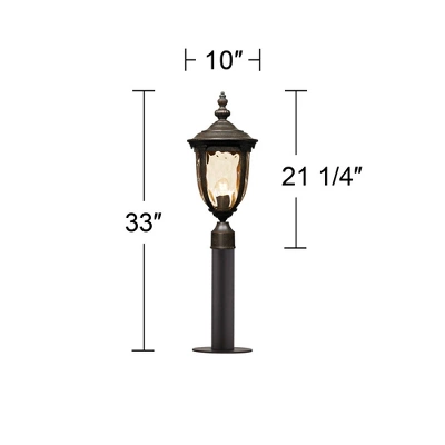 John Timberland Outdoor Post Light Fixture LED Veranda Bronze 33" Clear Hammered Glass For Exterior House Porch Patio Garden Yard 4 John Timberland Outdoor Post Light Fixture LED Veranda Bronze 33" Clear Hammered Glass For Exterior House Porch Patio Garden Yard - Image 4