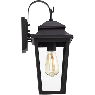 John Timberland Bellis Verde Modern Outdoor Wall Light Fixtures Set Of 2 Textured Black Lantern Frame 15 1/4" Clear Glass For Post Exterior 4 John Timberland Bellis Verde Modern Outdoor Wall Light Fixtures Set Of 2 Textured Black Lantern Frame 15 1/4" Clear Glass For Post Exterior - Image 4
