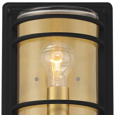 John Timberland Habitat Modern Industrial Outdoor Wall Light Fixture Black Brass 11" Clear Glass For Post Exterior Barn Deck House Porch Yard Patio 2 John Timberland Habitat Modern Industrial Outdoor Wall Light Fixture Black Brass 11" Clear Glass For Post Exterior Barn Deck House Porch Yard Patio - Image 2