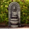 John Timberland Roman Outdoor Floor Water Fountain With Light LED 50" High 2-Tier Lion Face For Yard Garden Patio Deck Home