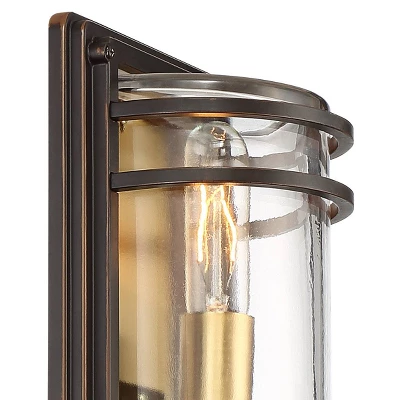 John Timberland Habitat Modern Outdoor Wall Light Fixture Bronze Warm Brass 16" Clear Glass For Post Exterior Barn Deck House Porch Yard Patio Home 2 John Timberland Habitat Modern Outdoor Wall Light Fixture Bronze Warm Brass 16" Clear Glass For Post Exterior Barn Deck House Porch Yard Patio Home - Image 2