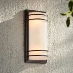 John Timberland Habitat Modern Industrial Outdoor Wall Light Fixtures Set Of 2 Rubbed Bronze 16" Opal Glass For Post Exterior Barn Deck -Modern Lighting Store GUEST 4113b7b2 f9a3 47ec 86c6 9fc854ff690e
