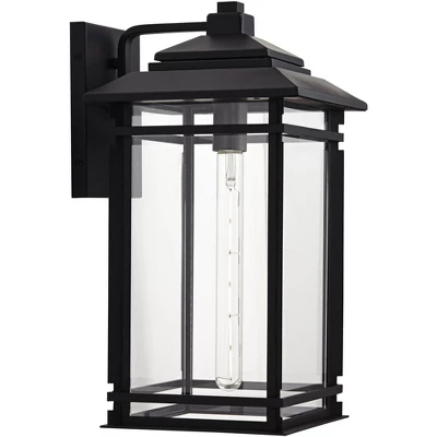 John Timberland North House Mission Outdoor Wall Light Fixture Matte Black Metal 19" Clear Glass For Post Exterior Barn Deck House Porch Yard Patio 5 John Timberland North House Mission Outdoor Wall Light Fixture Matte Black Metal 19" Clear Glass For Post Exterior Barn Deck House Porch Yard Patio - Image 5