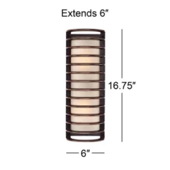 John Timberland Modern Outdoor Wall Light Fixture Rubbed Bronze Grid 16 3/4" Frosted Glass Cylinder For Exterior Porch Patio -Modern Lighting Store GUEST 42a003f0 e44f 42c0 89b6 02471e4c20a8