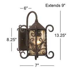 John Timberland Casa Seville Vintage Rustic Outdoor Wall Light Fixture Dark Walnut Scroll 13 1/4" Champagne Hammered Glass For Post Exterior Barn Deck -Modern Lighting Store GUEST 46417896 f968 448b b75e a2b3e3cfe582