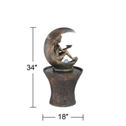 John Timberland Crescent Moon Modern Bubbler Outdoor Floor Water Fountain With LED Light 34" For Yard Garden Patio Home Deck Porch Exterior Balcony -Modern Lighting Store GUEST 4b8522cb 160b 43f9 b1e3 28d4bb7f64ef