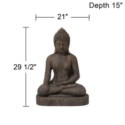 John Timberland Sitting Buddha Statue Sculpture Zen Decor Outdoor Garden Front Porch Patio Yard Outside Dark Sandstone Faux Stone Finish 29 1/2" High 11 John Timberland Sitting Buddha Statue Sculpture Zen Decor Outdoor Garden Front Porch Patio Yard Outside Dark Sandstone Faux Stone Finish 29 1/2" High -Modern Lighting Store GUEST 4c454699 74ca 4e87 8a57 8e635d1372cb