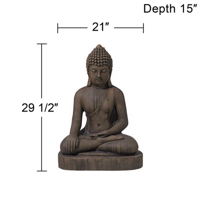 John Timberland Sitting Buddha Statue Sculpture Zen Decor Outdoor Garden Front Porch Patio Yard Outside Dark Sandstone Faux Stone Finish 29 1/2" High 6 John Timberland Sitting Buddha Statue Sculpture Zen Decor Outdoor Garden Front Porch Patio Yard Outside Dark Sandstone Faux Stone Finish 29 1/2" High - Image 6