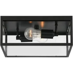 John Timberland Modern Outdoor Ceiling Light Fixture Matte Black 12" Clear Glass Panels Square Exterior House Porch Patio Outside 12 John Timberland Modern Outdoor Ceiling Light Fixture Matte Black 12" Clear Glass Panels Square Exterior House Porch Patio Outside -Modern Lighting Store GUEST 4e075bcb 874e 4f19 9015 357d14560ca6