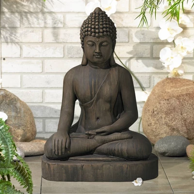 John Timberland Sitting Buddha Statue Sculpture Zen Decor Outdoor Garden Front Porch Patio Yard Outside Dark Sandstone Faux Stone Finish 29 1/2" High 1 John Timberland Sitting Buddha Statue Sculpture Zen Decor Outdoor Garden Front Porch Patio Yard Outside Dark Sandstone Faux Stone Finish 29 1/2" High