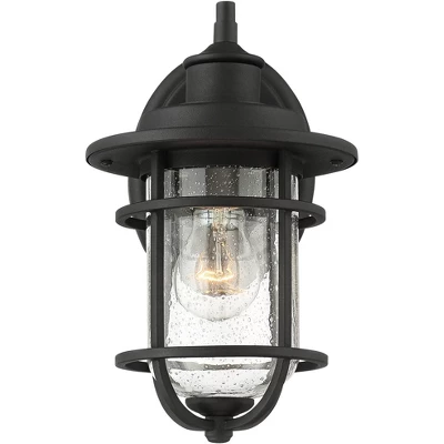 John Timberland Markham Modern Nautical Outdoor Wall Light Fixtures Set Of 2 Textured Black 10 1/2" Clear Seedy Glass For Post Exterior Barn Deck Home 4 John Timberland Markham Modern Nautical Outdoor Wall Light Fixtures Set Of 2 Textured Black 10 1/2" Clear Seedy Glass For Post Exterior Barn Deck Home - Image 4