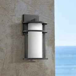 John Timberland Aline Modern Outdoor Wall Light Fixtures Set Of 2 Black Metal LED 13" White Frosted Glass For Post Exterior Barn Deck -Modern Lighting Store GUEST 4ff45572 31e3 4dd7 bd44 a0555152ad46