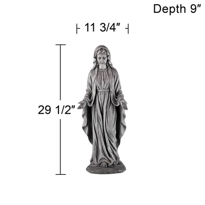 John Timberland Virgin Mary Statue Sculpture Decor Outdoor Garden Front Porch Patio Yard Outside Home Balcony Gray Stone Finish Ceramic 29" Tall 5 John Timberland Virgin Mary Statue Sculpture Decor Outdoor Garden Front Porch Patio Yard Outside Home Balcony Gray Stone Finish Ceramic 29" Tall - Image 5