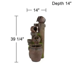 John Timberland Four Pot Rustic Cascading Outdoor Floor Water Fountain With LED Light 39 1/4" For Yard Garden Patio Deck Porch House Exterior -Modern Lighting Store GUEST 54885263 1c43 4131 8169 b399cd067120