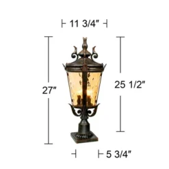 John Timberland Casa Marseille Vintage Rustic Post Light Veranda Bronze Scroll With Pier Mount Adapter 29" Champagne Hammered Glass For Exterior Deck -Modern Lighting Store GUEST 563b5b13 7ad6 4d97 998f 20a41751099a
