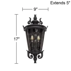 John Timberland Casa Marseille Vintage Rustic Outdoor Wall Light Fixture Textured Black Scroll 17" Clear Hammered Glass For Post Exterior Barn Deck -Modern Lighting Store GUEST 5668a30f f784 4352 8668 e60bef04a3bb